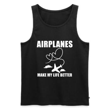 Airplane Pilot Saying Gift - Men's Premium Organic Tank Top - black - Front - Michal (187cm)