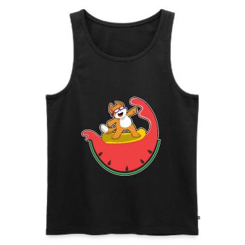 Katze Surfen Surfbrett Sommer - Männer Premium Bio Tank Top - Schwarz - Vorne - AI Model Male 178 light (178cm)