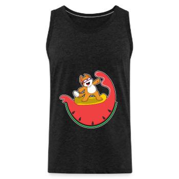 Katze Surfen Surfbrett Sommer - Männer Premium Bio Tank Top - Anthrazit - Vorne - Alexander (188cm)