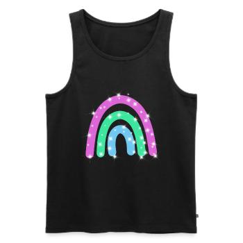 Polysexual Glitzer Regenbogen - Männer Premium Bio Tank Top - Schwarz - Vorne - AI Model Male 178 light (178cm)
