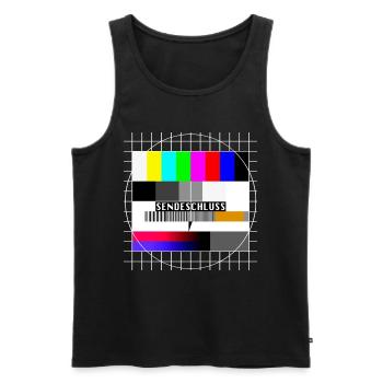 Testbild Sendeschluss 80er 90er Jahre Party Kostüm - Männer Premium Bio Tank Top - Schwarz - Vorne - AI Model Male 178 light (178cm)