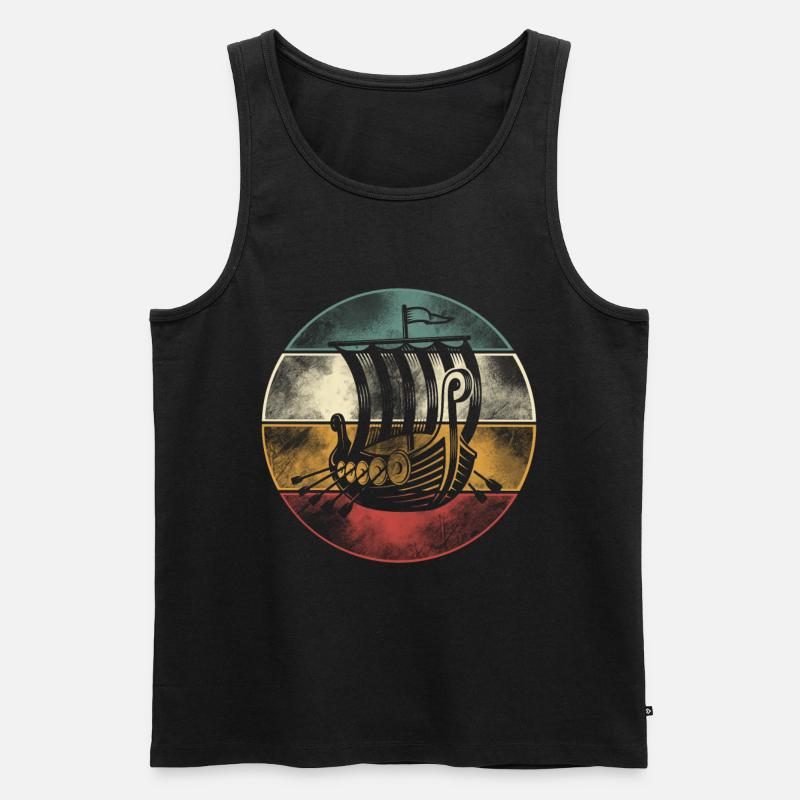 Wikinger Boot, Drachenboot Langschiff - Männer Premium Bio Tank Top - Schwarz
