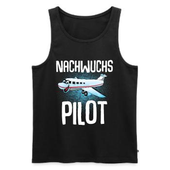 Pilot Kinder Nachwuchs - Männer Premium Bio Tank Top - Schwarz - Vorne - Michal (187cm)