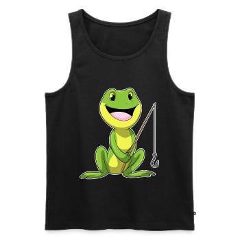 Frosch Angler Angelrute Angeln - Männer Premium Bio Tank Top - Schwarz - Vorne - AI Model Male 178 light (178cm)