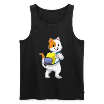 Chat en tant que randonneur avec sac à dos - Débardeur bio Premium Homme - noir - Devant - Michal (187cm)