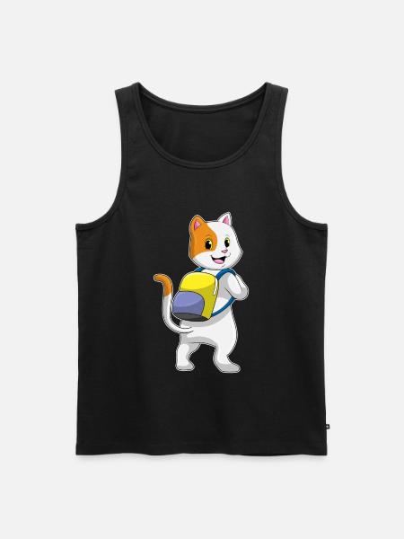 Katze Wanderer Rucksack Wandern - Männer Premium Bio Tank Top - Schwarz