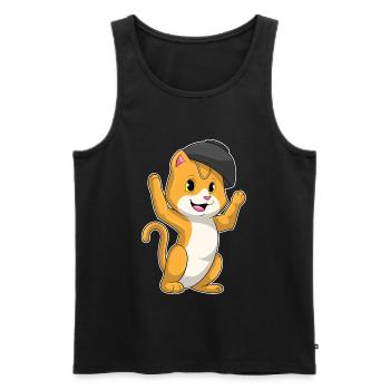 Cuisine de ramen de Chef Chat - Débardeur bio Premium Homme - noir - Devant - Michal (187cm)