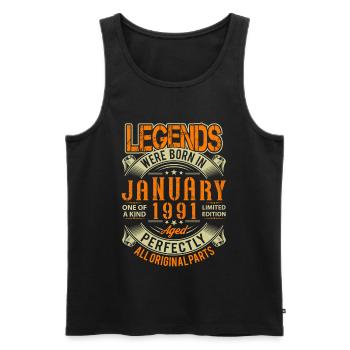1991 Januar Geburtstag Legende - Männer Premium Bio Tank Top - Schwarz - Vorne - Michal (187cm)