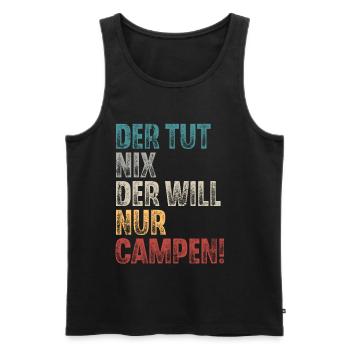 Campen Camping Retro Vintage - Männer Premium Bio Tank Top - Schwarz - Vorne - Michal (187cm)