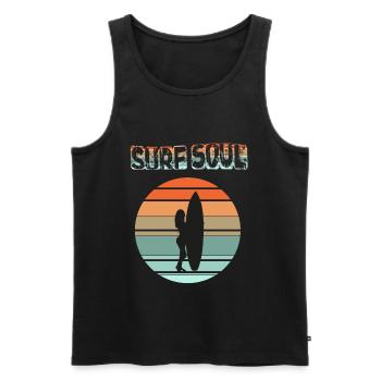 Surferin Silhouette mit Sonnenuntergang - Männer Premium Bio Tank Top - Schwarz - Vorne - AI Model Male 178 light (178cm)