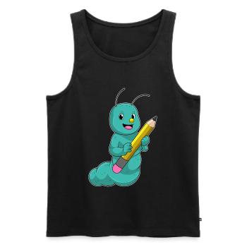 École de crayons des élèves Caterpillar - Débardeur bio Premium Homme - noir - Devant - AI Model Male 178 light (178cm)