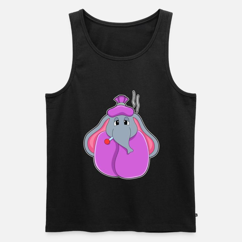 Elefant mit Fieberthermometer - Männer Premium Bio Tank Top - Schwarz