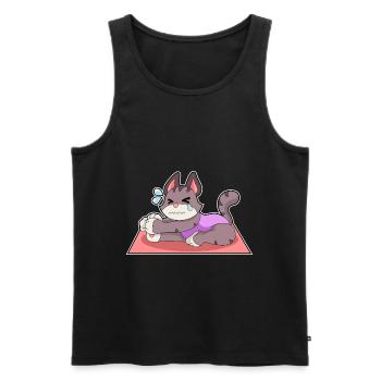 Gymnastique de fitness yoga pour chats - Débardeur bio Premium Homme - noir - Devant - Michal (187cm)