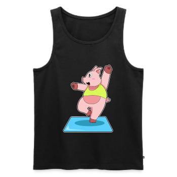 Gymnastique de fitness Yoga des cochons - Débardeur bio Premium Homme - noir - Devant - Michal (187cm)