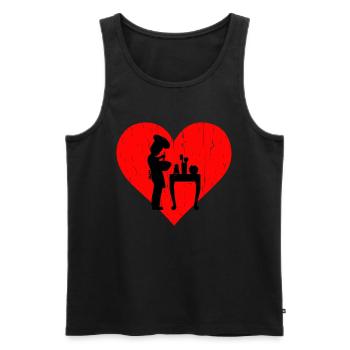 Gotowanie Heart - Men's Premium Organic Tank Top - black - Front - AI Model Male 178 light (178cm)
