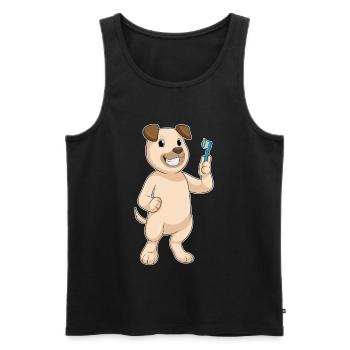 Dog Toothbrush - Men's Premium Organic Tank Top - black - Front - AI Model Male 178 light (178cm)