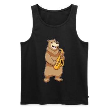 Bear Musician Saxophone Music - Men's Premium Organic Tank Top - black - Front - Michal (187cm)