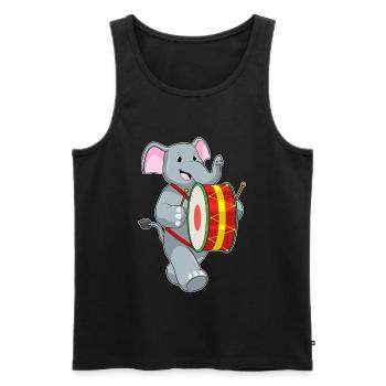 Elephant Musician Drum Music - Men's Premium Organic Tank Top - black - Front - Michal (187cm)