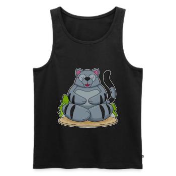 Méditation de fitness yoga pour chats - Débardeur bio Premium Homme - noir - Devant - Michal (187cm)