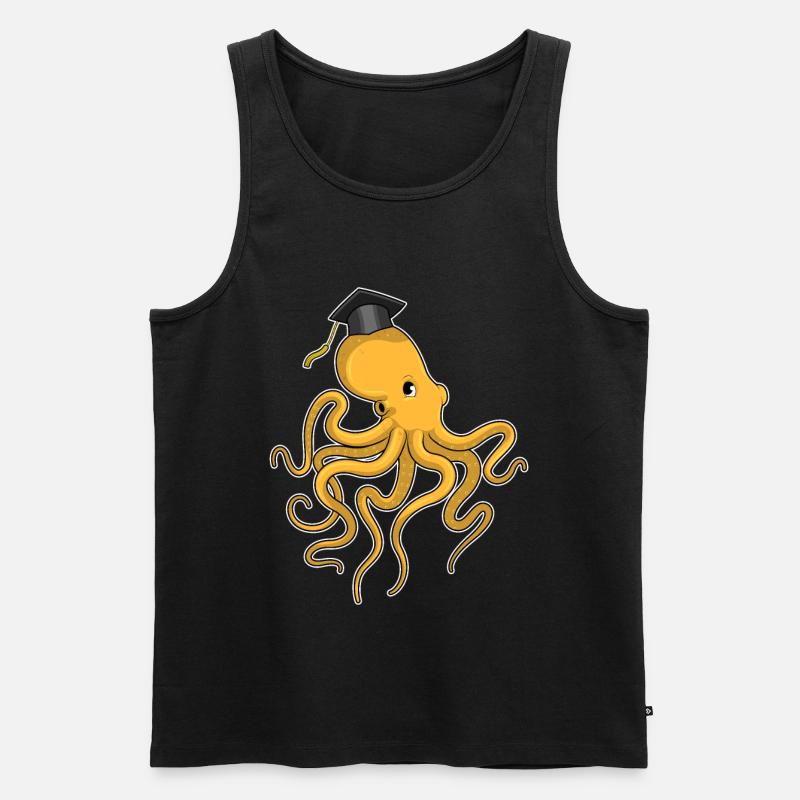 Krake als Student mit Diplom - Männer Premium Bio Tank Top - Schwarz