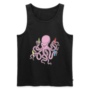 Octopus Student Crayons School - Men's Premium Organic Tank Top - black - Front - AI Model Male 178 light (178cm)