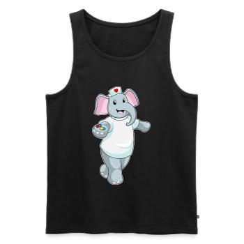 Elefant Krankenschwester Medizin - Männer Premium Bio Tank Top - Schwarz - Vorne - Michal (187cm)