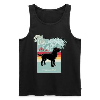 Stay Wild Surf Labrador - Männer Premium Bio Tank Top - Schwarz - Vorne - AI Model Male 178 light (178cm)