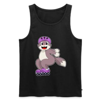 Cat Roller Skating Roller Skates - Men's Premium Organic Tank Top - black - Front - AI Model Male 178 light (178cm)