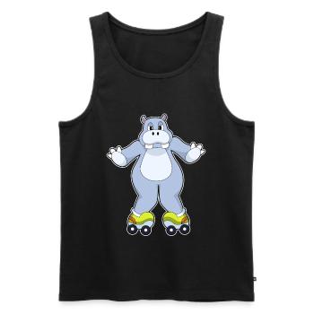 Nilpferd Rollschuhfahren Rollschuhe - Männer Premium Bio Tank Top - Schwarz - Vorne - Michal (187cm)