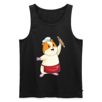Hamster as a baker with rolling pin - Men's Premium Organic Tank Top - black - Front - AI Model Male 178 light (178cm)