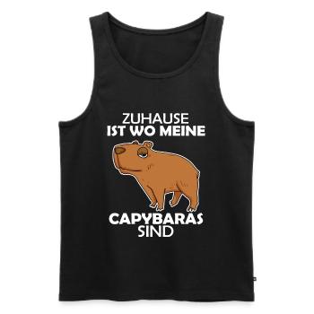 Capybara - Männer Premium Bio Tank Top - Schwarz - Vorne - Michal (187cm)