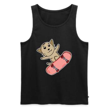 Chat Abyssin chat comme patineur avec skateboard - Débardeur bio Premium Homme - noir - Devant - AI Model Male 178 light (178cm)