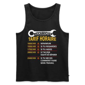 Mécanicien Tarif Horaire cadeau pour mécanicien - Débardeur bio Premium Homme - noir - Devant - Michal (187cm)