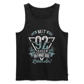 92. Geburtstag Da Fängt Das Leben An - Männer Premium Bio Tank Top - Schwarz - Vorne - Michal (187cm)