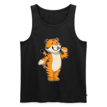 Tiger Toothbrush - Men's Premium Organic Tank Top - black - Front - AI Model Male 178 light (178cm)