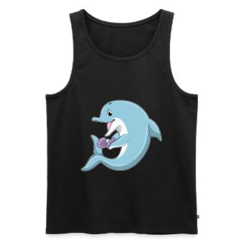 Dolphin Pearl - Men's Premium Organic Tank Top - black - Front - AI Model Male 178 light (178cm)