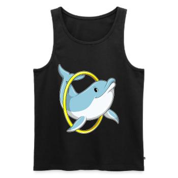 Dolphin with ring - Men's Premium Organic Tank Top - black - Front - AI Model Male 178 light (178cm)
