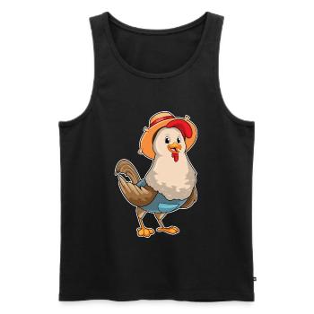 Ferme des éleveurs de poulets - Débardeur bio Premium Homme - noir - Devant - Michal (187cm)