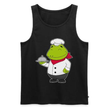 Cuisinier grenouille servant la cuisine de cloches - Débardeur bio Premium Homme - noir - Devant - AI Model Male 178 light (178cm)