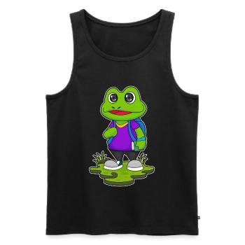 Frog Hiker Backpack Hiking - Men's Premium Organic Tank Top - black - Front - AI Model Male 178 light (178cm)