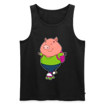 Schwein Rollschuhfahren Rollschuhe - Männer Premium Bio Tank Top - Schwarz - Vorne - Michal (187cm)