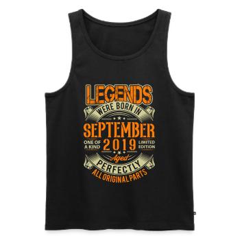 Légende d’anniversaire de septembre 2019 - Débardeur bio Premium Homme - noir - Devant - Michal (187cm)