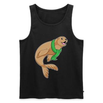 Seal Scarf - Men's Premium Organic Tank Top - black - Front - AI Model Male 178 light (178cm)