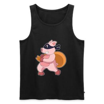 Sac à argent du bandit cochon - Débardeur bio Premium Homme - noir - Devant - Michal (187cm)