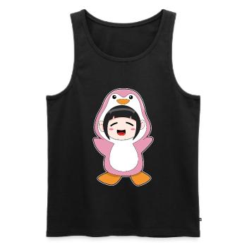 Pinguin Mädchen Kostüm - Männer Premium Bio Tank Top - Schwarz - Vorne - AI Model Male 178 light (178cm)