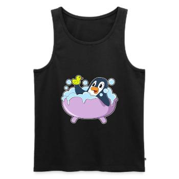 Penguin Bathing Bathtub - Men's Premium Organic Tank Top - black - Front - AI Model Male 178 light (178cm)