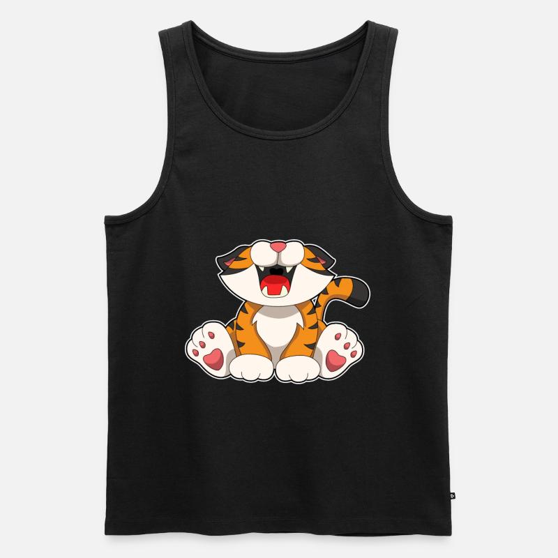 Brüllender Tiger - Männer Premium Bio Tank Top - Schwarz
