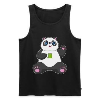 Panda Becher - Männer Premium Bio Tank Top - Schwarz - Vorne - AI Model Male 178 light (178cm)