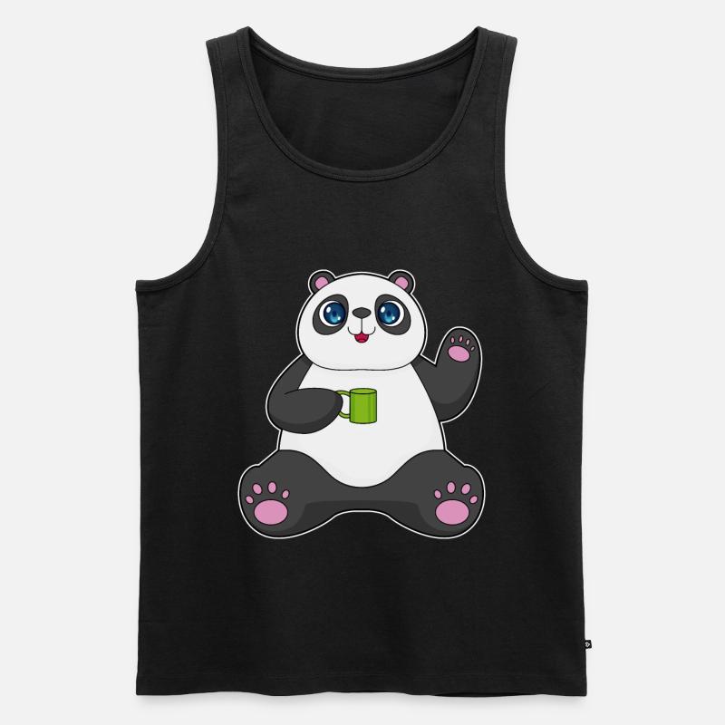 Panda Becher - Männer Premium Bio Tank Top - Schwarz