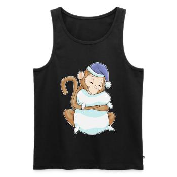 Affe Schlafen Kissen - Männer Premium Bio Tank Top - Schwarz - Vorne - Michal (187cm)